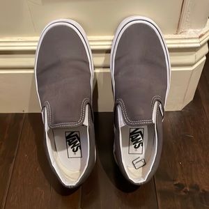 Like new gray Vans slip on shoes size 8.5 Womens or 7 Mens